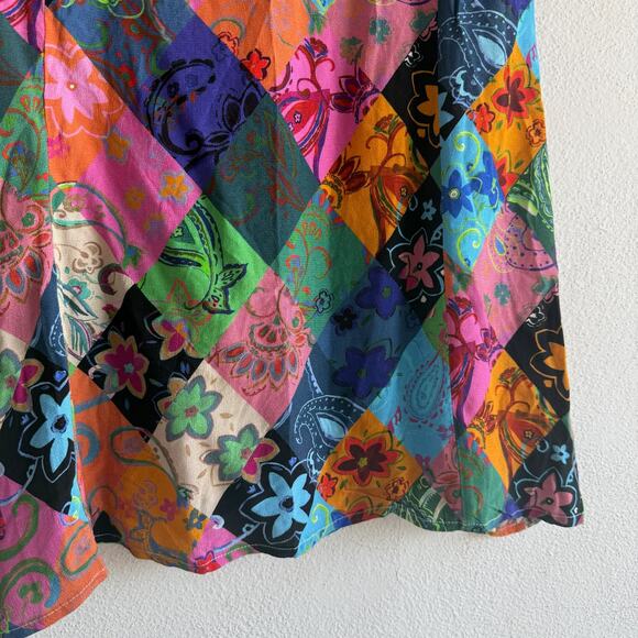 Nasty Gal Shirt Dress Patchwork Print Button Down Festival Party Mini Size 6 NWT - Picture 4 of 9